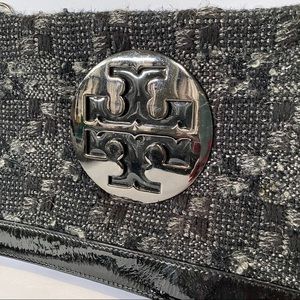 Tory Burch Tweed Black Purse Reva Clutch